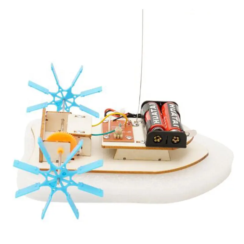 Barcos de control remoto educativos para niños, juguetes eléctricos de ciencia y educación, juguetes de ensamblaje de vapor de producción pequeña DIY de madera