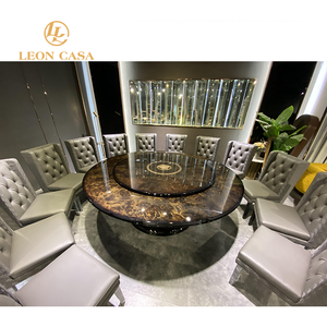 Customized High Quality Wooden Dning <strong>Table</strong> 8 Seater with <strong>Lazy</strong> <strong>Susan</strong> Large Turntable Luxury Round Wood Dining <strong>Table</strong> - Product Image 3