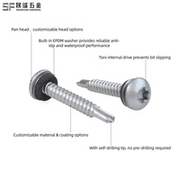 Sekrup Bor Otomatis Kepala Torx Lapisan Zinc Dacromet Baja Karbon 1022A SUS304/316+435 410SS Papan Isolasi Metrik Ruspert