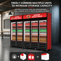 Réfrigérateur professionnel à porte unique pour boissons, avec refroidissement par air, pour vitrine commerciale de boissons, refroidisseur vertical à LED