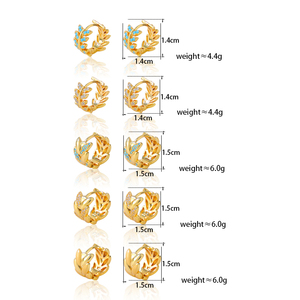 Pendientes de Aro en Forma de Hoja, Color Dorado, Moda 2026, Chapados en Oro de 21k con Circonita, para Mujer, Regalo para Fiesta - Product Image 5
