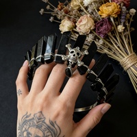 Serre-tête en Agate Naturelle avec Couronne de Cristal et Têtes de Lune, Accessoire Tendance pour Femmes, Nouveau Design, Fait Main de Qualité Supérieure