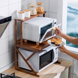 Estante de almacenamiento para cocina, para ollas arroceras, hornos y microondas; diseño de doble capa; artículos de almacenamiento para encimera del hogar hechos de - Product Image 2