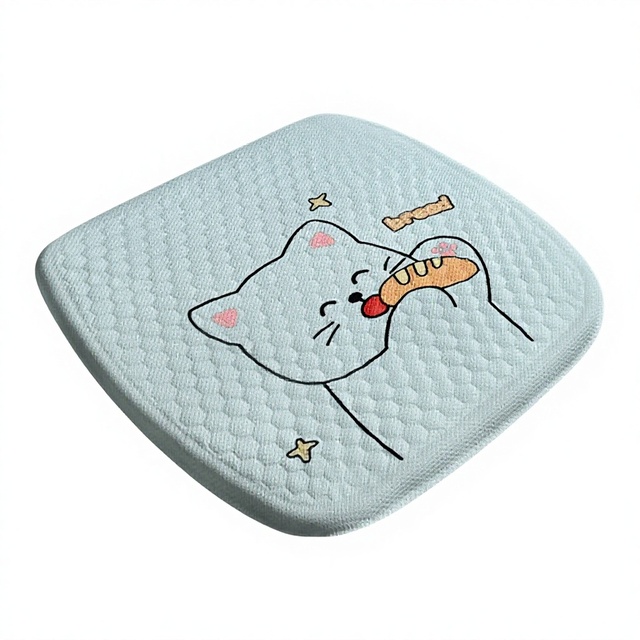 Summer Cartoon Cat Breathable Gel Ice Silk Car Seat Cushion OLIVER Fit Office Cooling Chair Pad Butt Pad