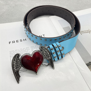 Punk Y2K Hip Hop ceinture taille femme <span class=keywords><strong>ailes</strong></span> d'amour cornes du <span class=keywords><strong>diable</strong></span> Rivets nouvelle épice filles sous-culture décontracté PU clouté pour un usage quotidien - Product Image 4