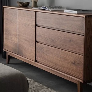 Nordic Solid Wood Black Walnut <b>Sideboard</b> 900mm Plus Storage Cabinet For Living Room And Entryway Use - Product Image 2