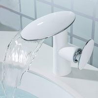 Robinet de lavabo de salle de bain cascade blanc à poignée unique de luxe moderne Design contemporain noyau de valve en céramique fabriqué en laiton durable pour