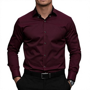 เสื้อเชิ้ตคอปกตั้งแขนยาวสำหรับผู้ชายเสื้อธุรกิจลำลองแบบติดกระดุมระบายเข้ารูปผ้าฝ้าย100% โลโก้ได้ตามต้องการ - Product Image 2