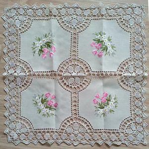 <span class=keywords><strong>Nappe</strong></span> de table à manger brodée de fleurs, <span class=keywords><strong>nappe</strong></span> en coton et lin, moderne, crochetée à la main, couleur écru - Product Image 5