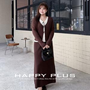 Cárdigan de Punto con Cuello en V de Varias Capas Happy Plus para Mujer, Grosor Medio, Color en Contraste, Talla Grande, Top de Otoño Invierno - Product Image 5