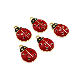 Accessoires <span class=keywords><strong>de</strong></span> décoration en forme <span class=keywords><strong>de</strong></span> coccinelle à sept points avec pendentif goutte d'huile, porte-clés, fermoir mousqueton, pour sacs, bijoux, colliers et téléphones portables - Product Image 3