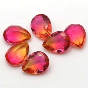 Tourmaline verre poire forme bicolore synthétique Tourmaline verre pierre nouveauté pierre pour la fabrication de bijoux - Product Image 6