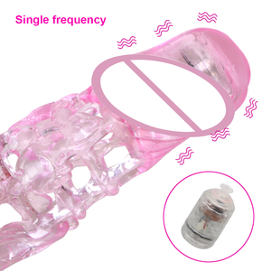 Caja personalizada gratis-Herramientas de productos para adultos <span class=keywords><strong>Condones</strong></span> de silicona reutilizables Vibradores dobles Condón Agrandar el pene Malet Cock Sleeve - Product Image 3