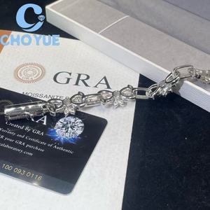 Pulsera de Eslabones Cubanos de Plata de Ley 925 con Moissanita de 13 mm y Diseño Floral, Joyería de Lujo Iced Out Unisex, Pasa la Prueba del Diamante GRA - Product Image 6
