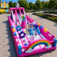 Parcours d'obstacles gonflable géant double, résistant, ignifuge, disponible en OEM, pour enfants et adultes, haute qualité