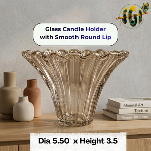 Portavelas de Vidrio con Borde Redondo Liso, Forma Cónica, 5.50" de Diámetro x 3.5" de Altura, Resistente al Calor, Reutilizable para Decoración del Hogar - Product Image 3