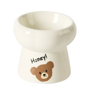 Nieuwe Aanwinst Bloemvormige Keramische Kattenvoederbak, Verhoogde Antislip Drinkbak voor Kleine Honden, OEM Logo Op Maat - Product Image 2