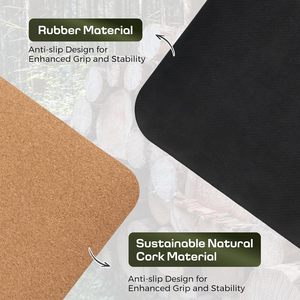 Tapis de yoga en liège et caoutchouc naturel, épaissi, absorbant la transpiration, avec lignes de posture gravées et système d'alignement pour l'entraînement professionnel - Product Image 3
