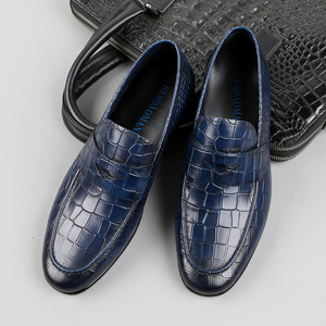 Chaussures en cuir décontractées - bout pointu, motif crocodile - chaussures habillées une pièce pour tenue de travail formelle - Chaussures Oxford - Product Image 6