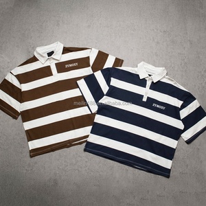 Factory Custom Wholesale t Shirt Short Sleeve Oversized Boxy Cropped t Shirt High Quality 100%cotton Striped Shirt Design - Product Image 3