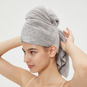 Grande serviette de bain en <span class=keywords><strong>microfibre</strong></span> avec logo personnalisé pour femmes serviette turbans <span class=keywords><strong>anti</strong></span>-frisottis à séchage rapide avec sangle élastique pour cheveux mouillés - Product Image 3