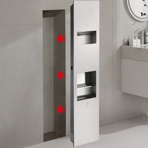 Diseño moderno de acero inoxidable tres en uno montado en la pared y cubo de basura secador de manos cuadrado para baño Hotel USO COMERCIAL - Product Image 3