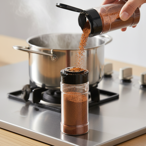 Bouteille transparente en PET pour assaisonnements, herbes et épices, récipient à condiments, flacon à poivre noir avec étiquette personnalisée - Product Image 1