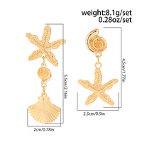 Vintage asymétrique étoile de mer/pétoncle pendentif boucles d'oreilles pour femmes breloques dames vêtements quotidiens accessoires dans l'oreille mode bijoux cadeaux