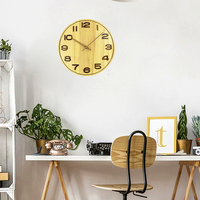 Jam Dinding Kayu MDF Retro Desain Seni Kreatif 3D Vintage Sederhana Jam Klasik Ukiran Kayu Jam Dinding Angka Besar Horloge