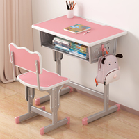 Ensemble bureau et chaise pour étudiants réglables en hauteur avec tiroir de rangement, crochet pour sac, table d'étude pour enfants, chaise pour l'école, la salle de classe, la maison