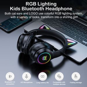 <span class=keywords><strong>ONIKUMA</strong></span>-auriculares inalámbricos <span class=keywords><strong>B90</strong></span> con Bluetooth 5,0, dispositivo de audio con orejas de gato RGB y micrófono - Product Image 6