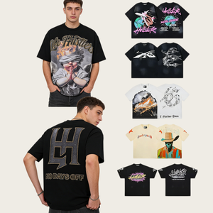 T-shirt personnalisé pour homme, style hip-hop, col rond, coton 300G, streetwear d'été, surdimensionné, impression sérigraphique - Product Image 1