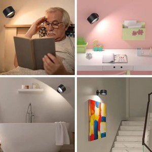 Lampada da Parete <span class=keywords><strong>LED</strong></span> Magnetica Ricaricabile 360° °   Faretto con telecomando wireless a rotazione per l'arredamento di camera da letto e soggiorno - Product Image 2