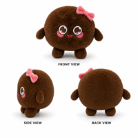 Peluche mignonne ronde marron avec nœud rose brodé, visage personnalisé, fabrication OEM ODM, cadeau d'usine