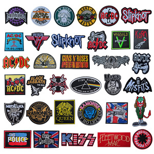 カスタマイズ可能なパンクミュージック刺繍キャンバスバッジ、ヨーロッパ・アメリカンロックバンドスタイル3D、装飾ステッカー、服飾デコレーション用 - Product Image 1