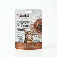 Sachet de nourriture humide pour chat imprimé sur mesure 80g 120g, emballage en aluminium RCPP, sachet stérilisable à haute température 121 degrés