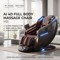 Sillón de Masaje 4D Pro Shiatsu con Riel SL, Airbags de Cuerpo Completo, Escaneo Corporal por IA, Gravedad Cero, Rodillos para Pies, Calefacción y Reclinación para el Cuidado de la Salud