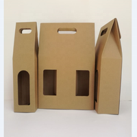 Boîte d'emballage cadeau de vin en papier kraft de luxe avec poignée et logo personnalisé 2 bouteilles carton ondulé boîtes d'emballage pour boissons et boissons