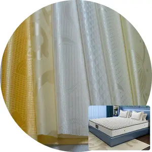Tessuto a ticchettio per materasso a buon mercato all'ingrosso 100% poliestere stampato a pigmenti TRICOT tessuti stampati dorati per materasso e tenda