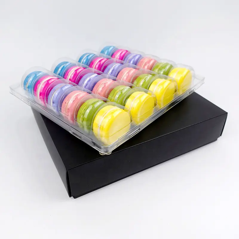 Kunden spezifische Macaron-Papierbox-Verpackung ganz mit Kunststoffs chale
