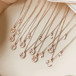 Supplier Women Fashion Jewlery High Quality Inlaid Zircon 26 Letters Big Chain Necklaces