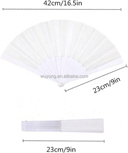 Ventilador plegable de mano de bambú blanco y negro, ventilador chino, tela Oriental, música hecha a mano, fiesta de baile Natural, regalos de boda - Product Image 4