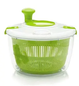 household kitchen Salad Spinner large capacity 5L green plastic Manual fruit vegetable dryer