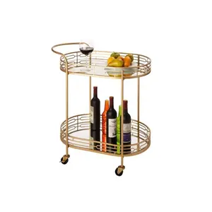 Metal Glass Tea Wine Food Catering Drinks Serving Trolley Bar Gold Iron ODM&OEM Luxury for Hotel Restaurant Wedding Party Cart