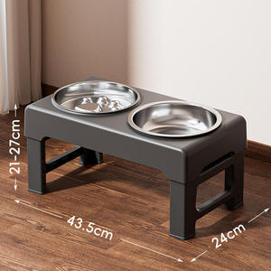 Gamelle surélevée réglable pour animaux de compagnie en acier inoxydable 304, double gamelle, protection du cou, <span class=keywords><strong>anti</strong></span>-étouffement, alimentation lente, base antidérapante pour animaux - Product Image 6