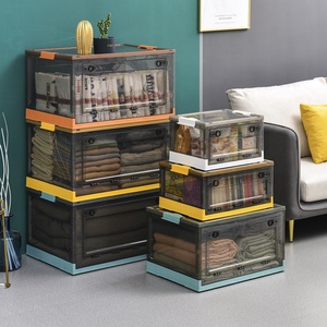 Hot selling XL super large storage boxes home organizer wheeled stackable foldable plastic storage box with lids