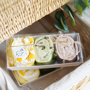 Caja de postre roja neta con rollo de abrazo Toalla Swiss Roll Snow Meiniang Embalaje <span class=keywords><strong>Sandwich</strong></span> Puff Embalaje de plástico desechable para Sushi - Product Image 5