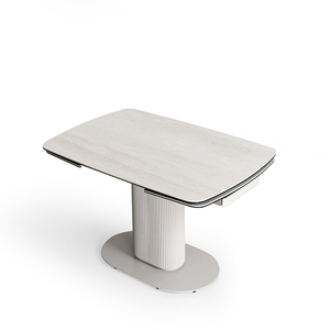 Mesa de Comedor Extensible de Estilo Nórdico de Lujo Ligero con Tapa de Piedra Sinterizada Blanca <span class=keywords><strong>para</strong></span> <span class=keywords><strong>4</strong></span> a 6 <span class=keywords><strong>Personas</strong></span> - Product Image 3