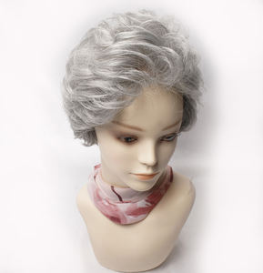 WIGTS Elegant Gray Mix Hand Tied <b>Wig</b> Human Hair 6 Inch 50% Gray Ratio 80% Gray Ultra-Thin Natural Extension - Product Image 4