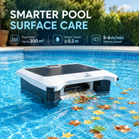 Robot de nettoyage automatique des surfaces avec brosse rotative, panier à débris de 3 L pour feuilles flottantes et déchets de piscine